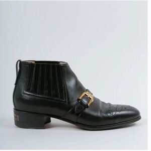 Gucci G Brogue Leather Ankle Boots Size 38 Black